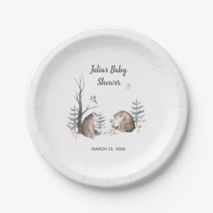Watercolor Woodland Forest Baby Shower Paper Plate