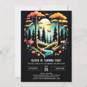 Watercolor Woodland Forest Birthday Invitation