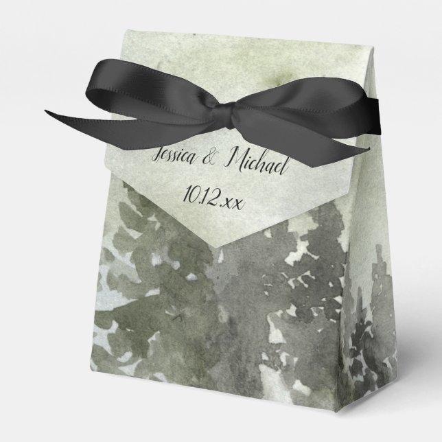Watercolor Woodland Forest Favor Box (Front Side)