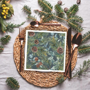 Watercolor Woodland Forest Holiday  Napkin
