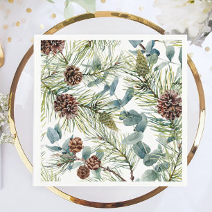 Watercolor Woodland Forest Holiday Napkin