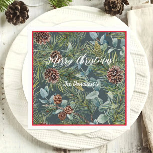 Watercolor Woodland Forest Holiday Napkins