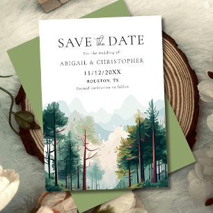 Watercolor Woodland Forest Wedding Save The Date 