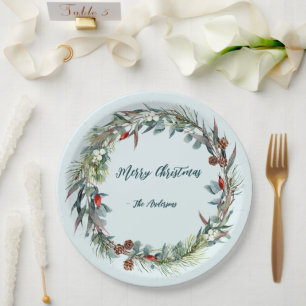 Watercolor Woodland Forest Wreath Paper Plate