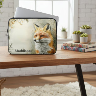 Watercolor Woodland Fox Nature  Laptop Sleeve
