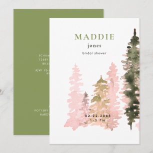 Watercolor Woodland Green Bridal shower Invitation