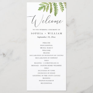 Watercolor woodland greenery script wedding program