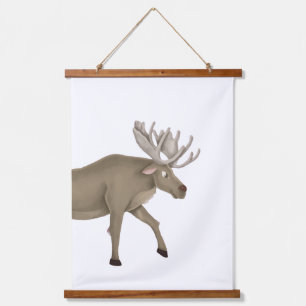 Watercolor Woodland Moose Boys Girls Room Decor Hanging Tapestry