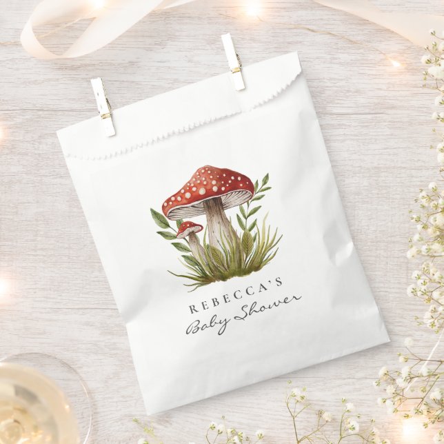 Watercolor Woodland mushroom Baby Shower  Favour Bag (Clipped)