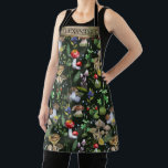 Watercolor Woodland Mushrooms Moss Pattern Name Apron<br><div class="desc">Customizable text design with a watercolor woodland pattern of serene green nature with colourful mushrooms,  berries,  and forest plants. The pattern would work great for the fall and winter seasons,  as well as all year long.</div>