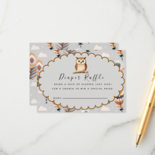 Watercolor Woodland Owl Brown Chevron Enclosure Card