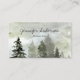 Watercolor Woodland Pine Business Card