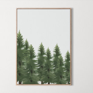 Watercolor Woodland Pine Tree Wall Art Room Decor 