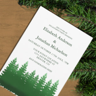 Watercolor Woodland Pines Engagement Party Invitation