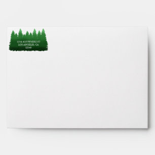 Watercolor Woodland Pines Wedding Envelope