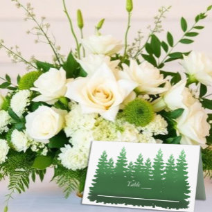 Watercolor Woodland Pines Wedding Place Card