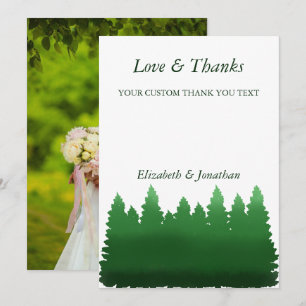 Watercolor Woodland Pines Wedding Thank You Card