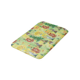 Watercolor Woodland Rabbit ,Hedgehog,fox Bath Mat