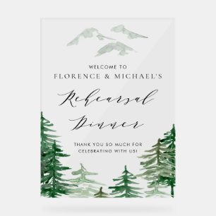 Watercolor Woodland Rehearsal Dinner Welcome Acrylic Sign