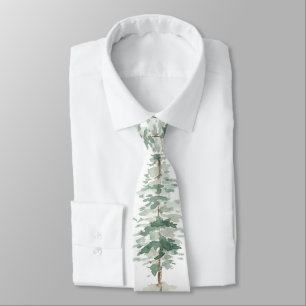 Watercolor Woodland Spruce Tree Tie