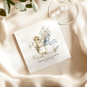 Watercolor Woodland Squirrel Baby Shower Napkin