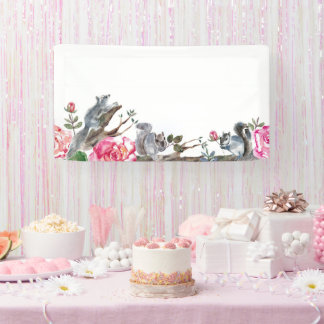 Watercolor woodland squirrel banner