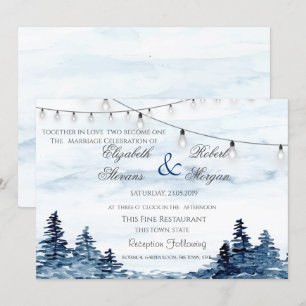 Watercolor Woodland String LightWedding Invitation