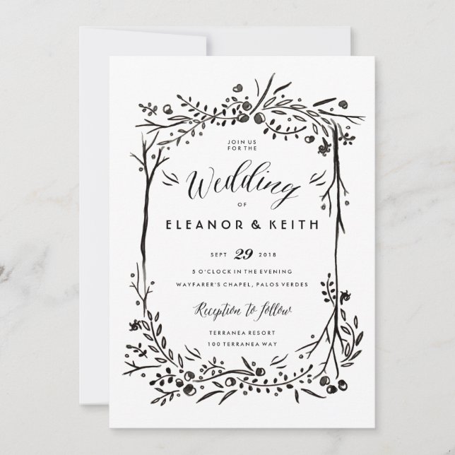 Watercolor Woodland Wedding Invitation Update (Front)