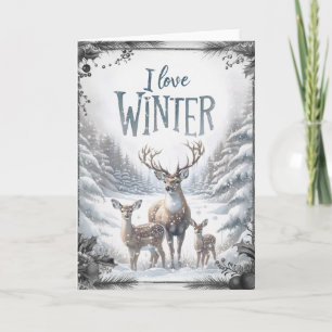 Watercolor Woodland Winter Deer Card