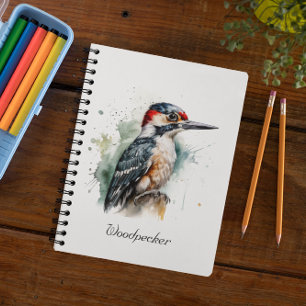 Watercolor Woodland Woodpecker, custom Planner