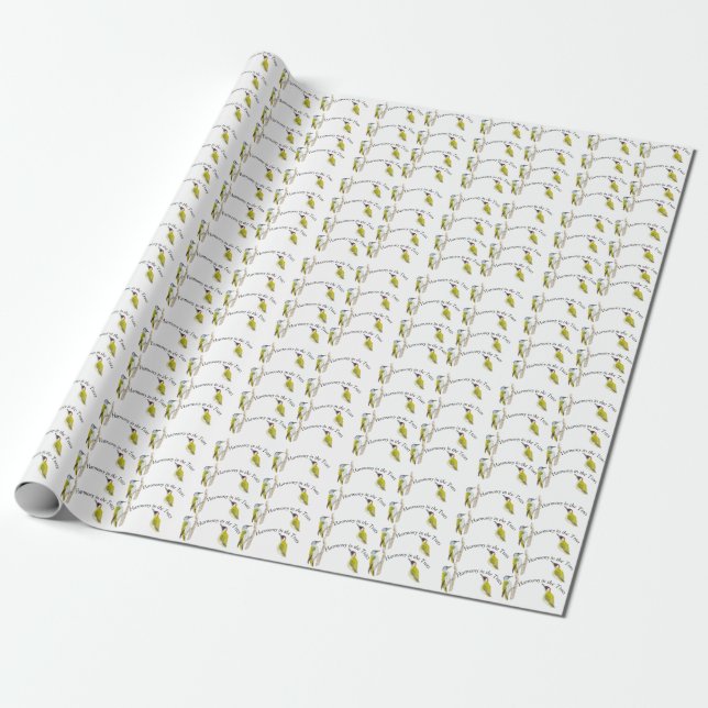 Watercolor woodpeckers wrapping paper (Unrolled)