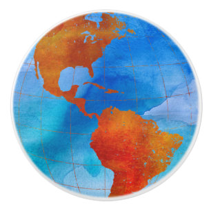 Watercolor World Ceramic Knob