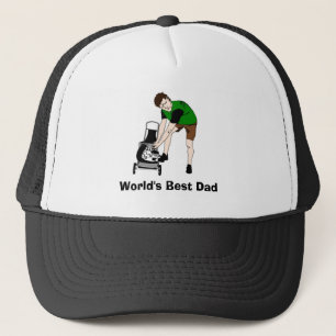Watercolor World's Best Dad Fun Father Lawnmower  Trucker Hat