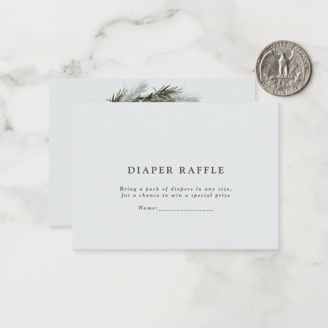  watercolor wreath baby shower diaper raffle card (Front/Back In Situ)
