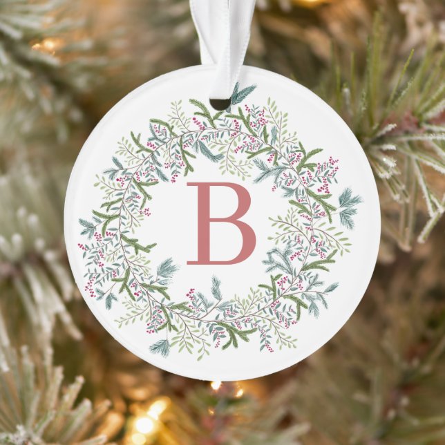 Watercolor Wreath Christmas Ornament (Tree)