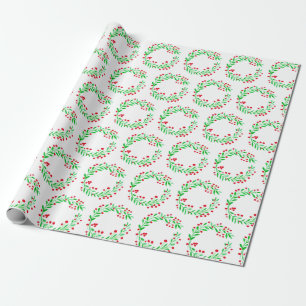 Watercolor Wreath Christmas Wrapping Paper