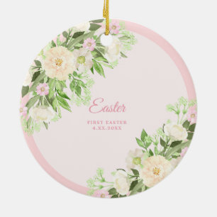 Watercolor Wreath Easter Ceramic Ornament