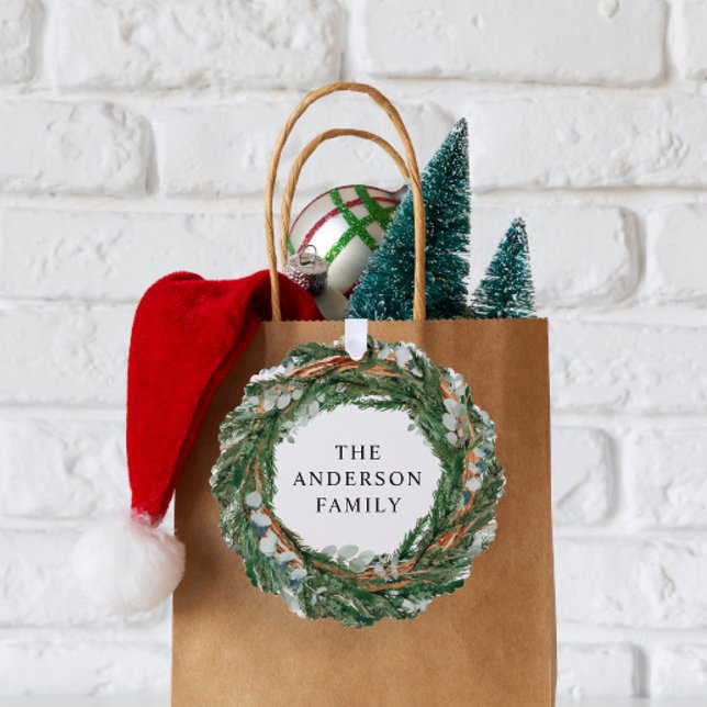 Watercolor wreath elegant modern minimal ornament card (Creator Uploaded)