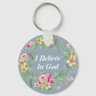 Watercolor Wreath/ Faith Keychain