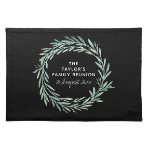 Watercolor Wreath Family Reunion BBQ Picnic Placemat