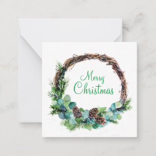 Watercolor wreath from cones card