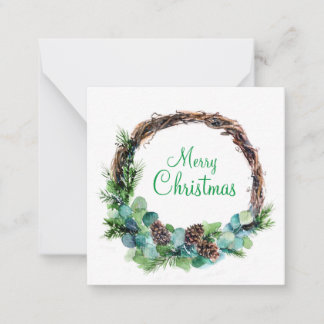 Watercolor wreath from cones card