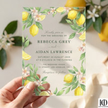 Watercolor Wreath Mediterranean Citrus Wedding