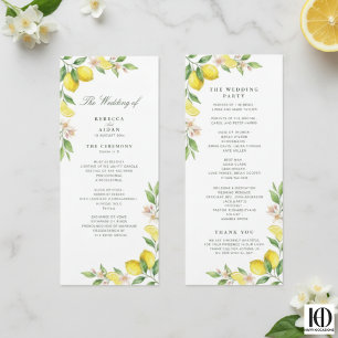 Watercolor Wreath Mediterranean Citrus Wedding Program