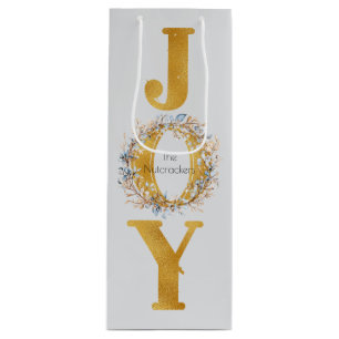 Watercolor Wreath Nutcracker Christmas Wine Gift Bag