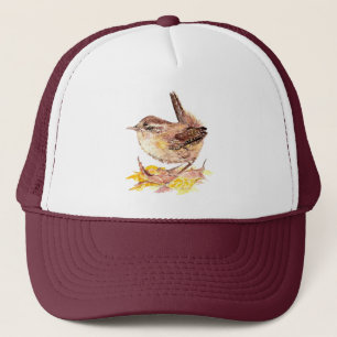 Watercolor Wren Bird Nature Wildlife Animal Trucker Hat