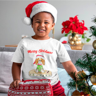 Watercolor Xmas Cavalier King Charles Spaniel T-S T-Shirt