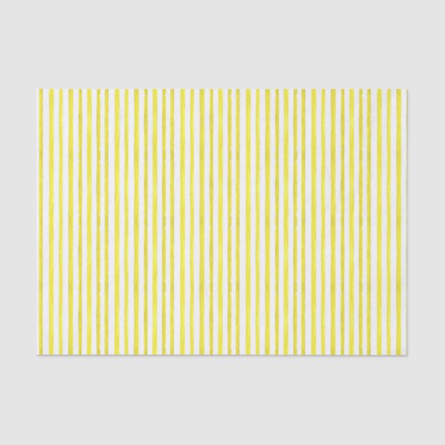 Watercolor Yellow and White Stripes Tissue Paper (Front)