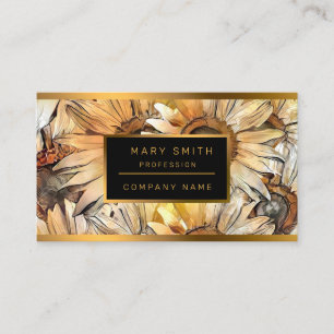 Watercolor Yellow Bouquet Sunflowers Collection Business Card