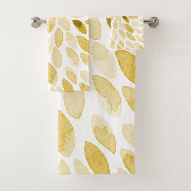 Watercolor yellow brush strokes bath towel set (Insitu)